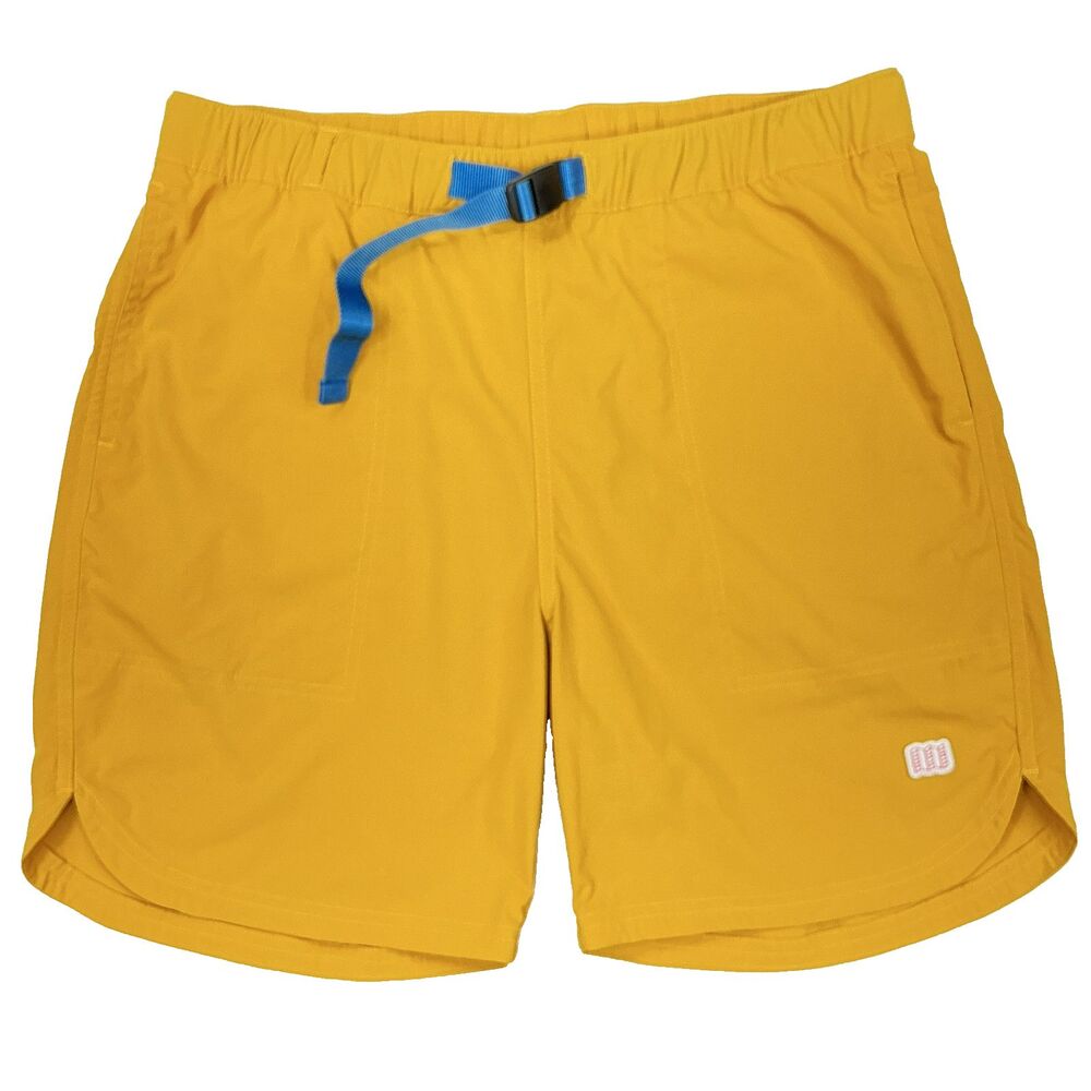 Topo Designs River Shorts Mens L Yellow Nylon Belted Stretch Hiking Fishing UPF - Picture 2 of 9